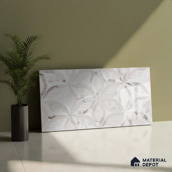 Highlighter Wall Tile TL 06461 B Angel White Decor 05 2 ft x 1 ft Ceramic Glossy Finish - 8 mm | Suitable for Living Room,Kitchen & Bathroom