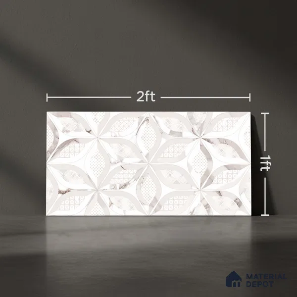Highlighter Wall Tile TL 06461 B Angel White Decor 05 2 ft x 1 ft Ceramic Glossy Finish - 8 mm | Suitable for Living Room,Kitchen & Bathroom
