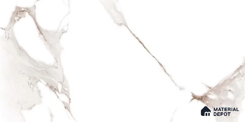 Marble Wall Tile TL 06461 Angel White 2 ft x 1 ft Ceramic Glossy Finish - 8 mm | Suitable for Living Room,Kitchen & Bathroom