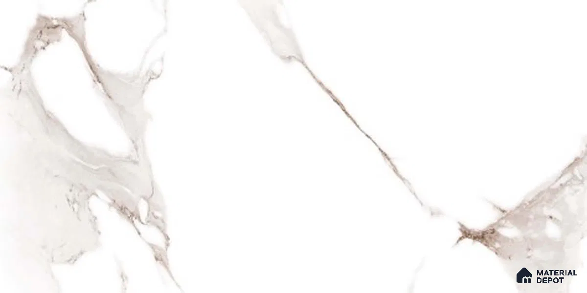 Marble Wall Tile TL 06461 Angel White 2 ft x 1 ft Ceramic Glossy Finish - 8 mm | Suitable for Living Room,Kitchen & Bathroom