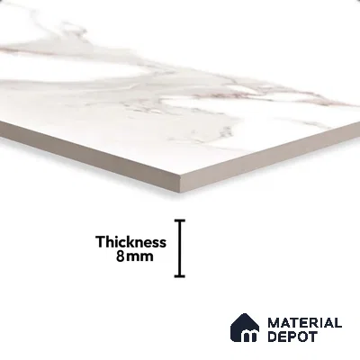 Marble Wall Tile TL 06461 Angel White 2 ft x 1 ft Ceramic Glossy Finish - 8 mm | Suitable for Living Room,Kitchen & Bathroom