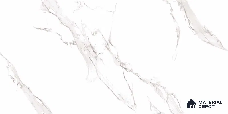 Marble Wall Tile TL 06456 Alexa White 2 ft x 1 ft Ceramic Glossy Finish - 8 mm | Suitable for Living Room, Kitchen & Bathroom