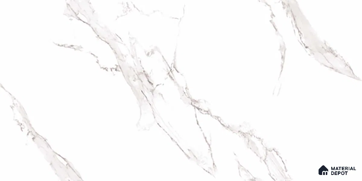 Marble Wall Tile TL 06456 Alexa White 2 ft x 1 ft Ceramic Glossy Finish - 8 mm | Suitable for Living Room, Kitchen & Bathroom