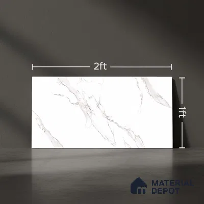 Marble Wall Tile TL 06456 Alexa White 2 ft x 1 ft Ceramic Glossy Finish - 8 mm | Suitable for Living Room, Kitchen & Bathroom