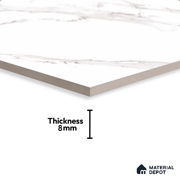 Marble Wall Tile TL 06456 Alexa White 2 ft x 1 ft Ceramic Glossy Finish - 8 mm | Suitable for Living Room, Kitchen & Bathroom