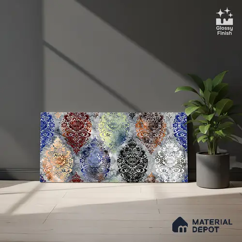 Highlighter Wall Tile TL 06460 B R Globe Multi HL 2 ft x 1 ft Ceramic Glossy Finish - 8 mm | Suitable for Living Room, Kitchen & Bathroom