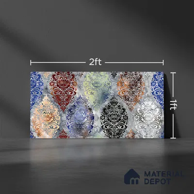 Highlighter Wall Tile TL 06460 B R Globe Multi HL 2 ft x 1 ft Ceramic Glossy Finish - 8 mm | Suitable for Living Room, Kitchen & Bathroom (Sample)