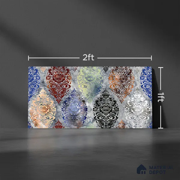 Highlighter Wall Tile TL 06460 B R Globe Multi HL 2 ft x 1 ft Ceramic Glossy Finish - 8 mm | Suitable for Living Room, Kitchen & Bathroom (Sample)