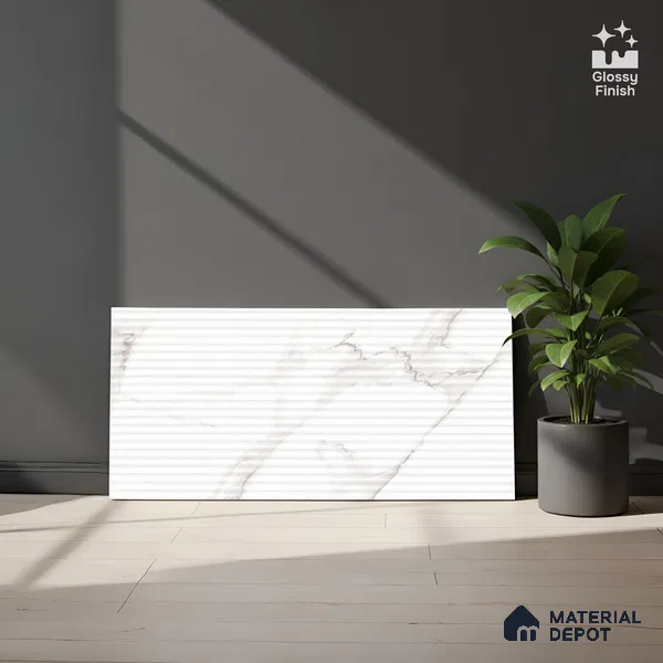 Highlighter Wall Tile TL 06460 D Globe White Small Liner 2 ft x 1 ft Ceramic Glossy Finish - 8 mm | Suitable for Living Room,Kitchen & Bathroom (Sample)