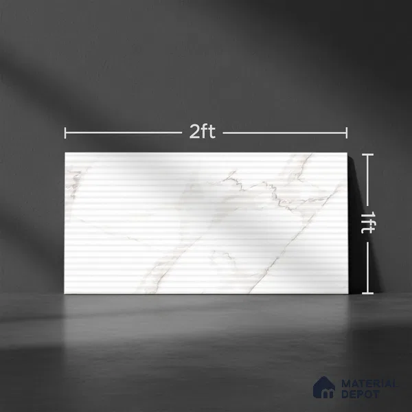 Highlighter Wall Tile TL 06460 D Globe White Small Liner 2 ft x 1 ft Ceramic Glossy Finish - 8 mm | Suitable for Living Room,Kitchen & Bathroom (Sample)