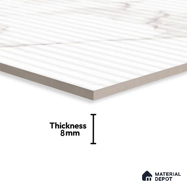 Highlighter Wall Tile TL 06460 D Globe White Small Liner 2 ft x 1 ft Ceramic Glossy Finish - 8 mm | Suitable for Living Room,Kitchen & Bathroom (Sample)