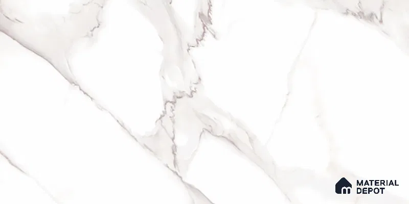 Marble Wall Tile TL 06460 Globe White 2 ft x 1 ft Ceramic Glossy Finish - 8 mm | Suitable for Living Room,Kitchen & Bathroom (Sample)