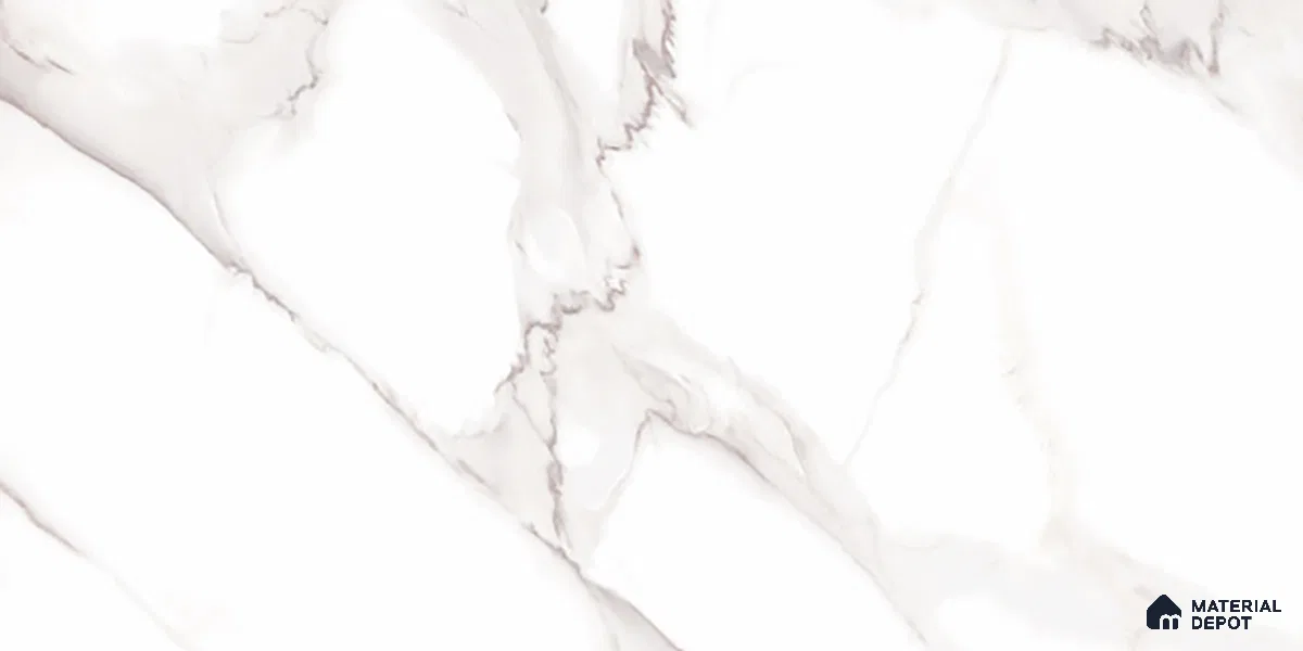 Marble Wall Tile TL 06460 Globe White 2 ft x 1 ft Ceramic Glossy Finish - 8 mm | Suitable for Living Room,Kitchen & Bathroom (Sample)