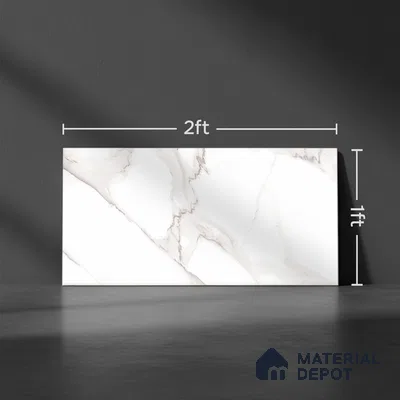 Marble Wall Tile TL 06460 Globe White 2 ft x 1 ft Ceramic Glossy Finish - 8 mm | Suitable for Living Room,Kitchen & Bathroom (Sample)