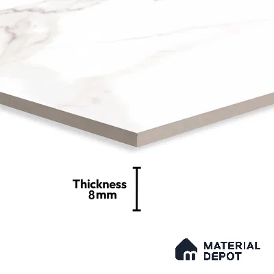 Marble Wall Tile TL 06460 Globe White 2 ft x 1 ft Ceramic Glossy Finish - 8 mm | Suitable for Living Room,Kitchen & Bathroom (Sample)