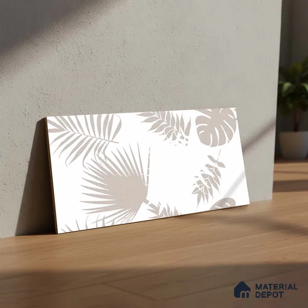 Floral Wall Tile TL 06546 B RL Cratic Grey Decor 2 ft x 1 ft Ceramic Matte Finish - 8 mm | Suitable for Living Room, Kitchen & Bathroom | Please Expect a Slight Variation of Pattern (Sample)