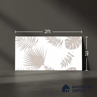 Floral Wall Tile TL 06546 B RL Cratic Grey Decor 2 ft x 1 ft Ceramic Matte Finish - 8 mm | Suitable for Living Room, Kitchen & Bathroom | Please Expect a Slight Variation of Pattern (Sample)