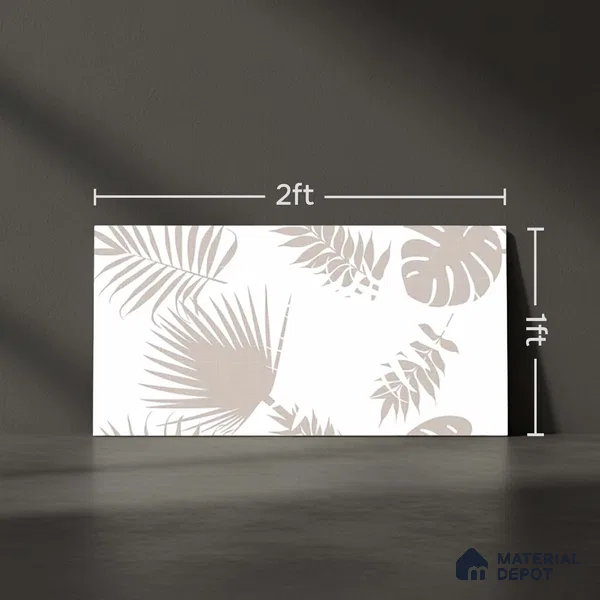 Floral Wall Tile TL 06546 B RL Cratic Grey Decor 2 ft x 1 ft Ceramic Matte Finish - 8 mm | Suitable for Living Room, Kitchen & Bathroom | Please Expect a Slight Variation of Pattern (Sample)