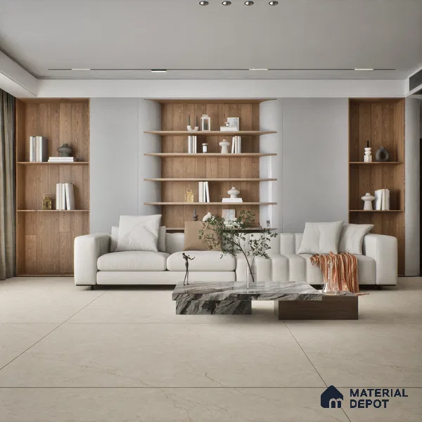Marble Look Tile TL 09712 6 ft x 4 ft Satin Finish Vitrified Tile - 15 mm | Adhesive and Spacers Must be Used During Installation