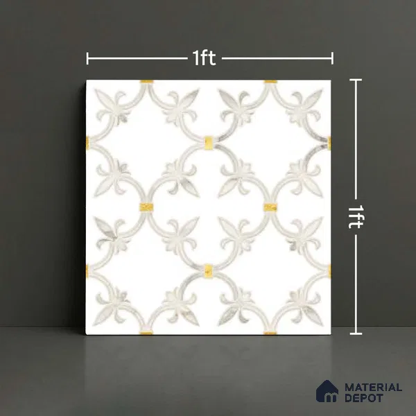 Moroccan Wall & Floor Tile TL 10027 | CRV-68 | 1 ft x 1 ft Matte Finish Ceramic Tile - 10 mm | Suitable for Bathroom, Kitchen, Balcony | Please Expect a Slight Variation of Pattern