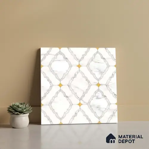 Wall & Floor Tile TL 10034 | CRV-83 | 1 ft x 1 ft Finish Ceramic Tile - 10 mm | Suitable for Living Room, Bedroom, Bathroom & Kitchen | Please Expect a Slight Variation of Pattern