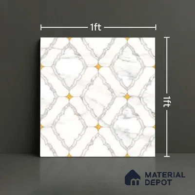 Wall & Floor Tile TL 10034 | CRV-83 | 1 ft x 1 ft  Finish Ceramic Tile - 10 mm | Suitable for Living Room, Bedroom, Bathroom & Kitchen | Please Expect a Slight Variation of Pattern (Sample)