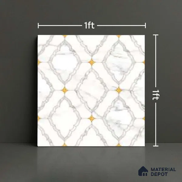 Wall & Floor Tile TL 10034 | CRV-83 | 1 ft x 1 ft  Finish Ceramic Tile - 10 mm | Suitable for Living Room, Bedroom, Bathroom & Kitchen | Please Expect a Slight Variation of Pattern (Sample)