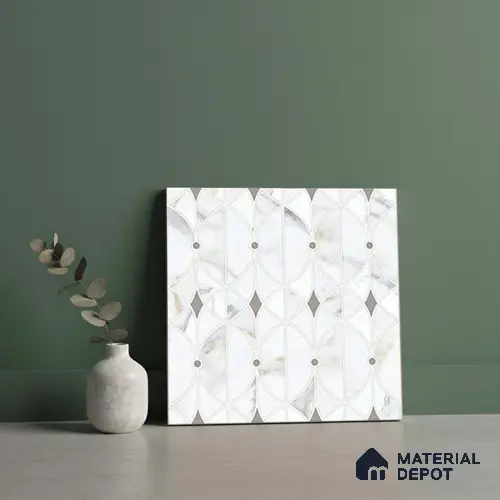 Moroccan Wall & Floor Tile TL 10013 | CRV-103 | 1 ft x 1 ft  Finish Ceramic Tile - 10 mm | Suitable for Living Room, Bedroom, Bathroom & Kitchen | Please Expect a Slight Variation of Pattern