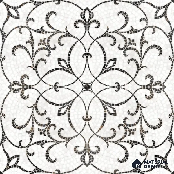 Patterned Wall & Floor Tile TL 06601 Chipza Black 2 ft x 2 ft Vitrified Matte Finish - 9 mm | Suitable for Living Room, Balcony, Courtyard | Please Expect a Slight Variation of Pattern (Sample)