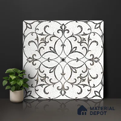 Patterned Wall & Floor Tile TL 06601 Chipza Black 2 ft x 2 ft Vitrified Matte Finish - 9 mm | Suitable for Living Room, Balcony, Courtyard | Please Expect a Slight Variation of Pattern (Sample)
