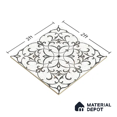 Patterned Wall & Floor Tile TL 06601 Chipza Black 2 ft x 2 ft Vitrified Matte Finish - 9 mm | Suitable for Living Room, Balcony, Courtyard | Please Expect a Slight Variation of Pattern (Sample)