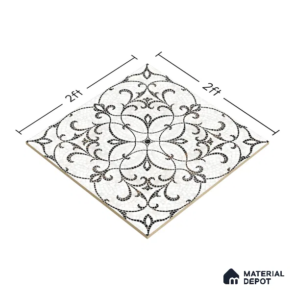 Patterned Wall & Floor Tile TL 06601 Chipza Black 2 ft x 2 ft Vitrified Matte Finish - 9 mm | Suitable for Living Room, Balcony, Courtyard | Please Expect a Slight Variation of Pattern (Sample)