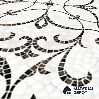 Patterned Wall & Floor Tile TL 06601 Chipza Black 2 ft x 2 ft Vitrified Matte Finish - 9 mm | Suitable for Living Room, Balcony, Courtyard | Please Expect a Slight Variation of Pattern (Sample)
