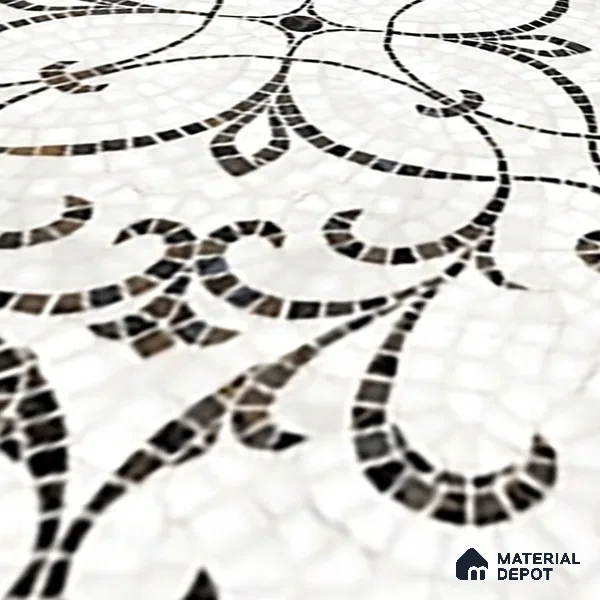 Patterned Wall & Floor Tile TL 06601 Chipza Black 2 ft x 2 ft Vitrified Matte Finish - 9 mm | Suitable for Living Room, Balcony, Courtyard | Please Expect a Slight Variation of Pattern (Sample)