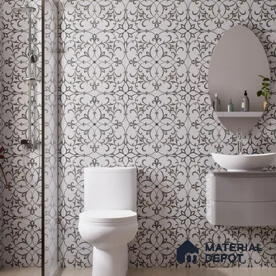 Patterned Wall & Floor Tile TL 06601 Chipza Black 2 ft x 2 ft Vitrified Matte Finish - 9 mm | Suitable for Living Room, Balcony, Courtyard | Please Expect a Slight Variation of Pattern (Sample)