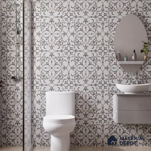 Moroccan Wall & Floor Tile TL 06601 Chipza Black 2 ft x 2 ft Vitrified Matte Finish - 9 mm | Suitable For Kitchen, Balcony, Foyer | Please Expect a Slight Variation of Pattern