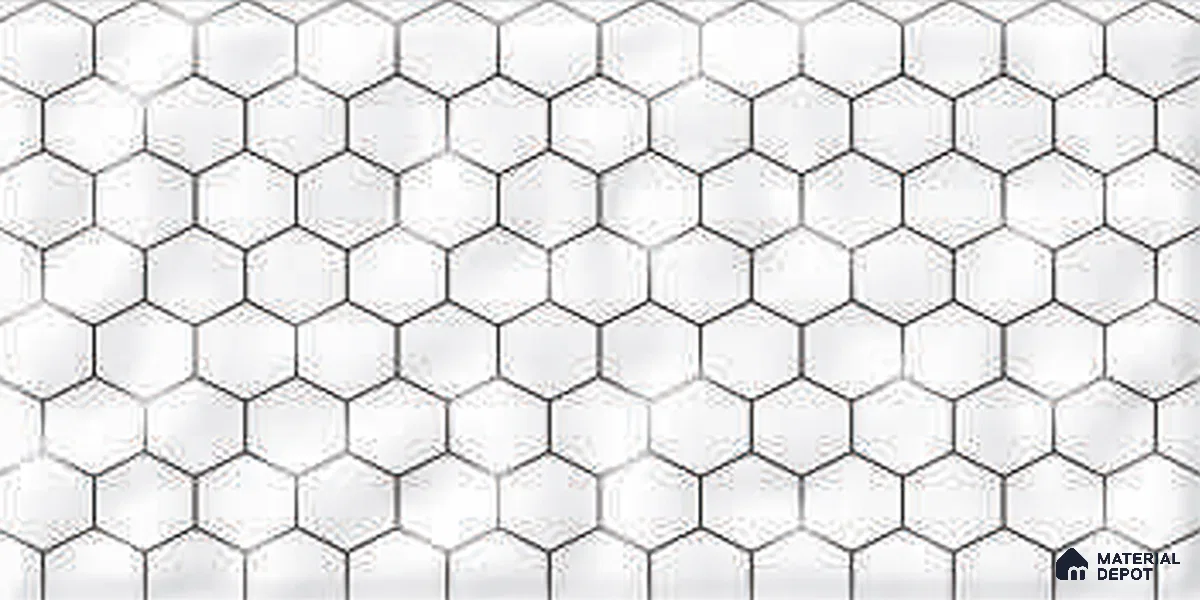 Hexagonal Wall Tile TL 06462 B R Mood Hexagone White HL 2 ft x 1 ft Ceramic Glossy Finish - 8 mm | Suitable for Living Room,Kitchen & Bathroom (Sample)