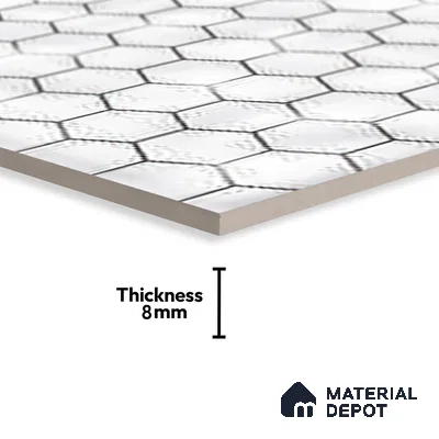 Hexagonal Wall Tile TL 06462 B R Mood Hexagone White HL 2 ft x 1 ft Ceramic Glossy Finish - 8 mm | Suitable for Living Room,Kitchen & Bathroom (Sample)