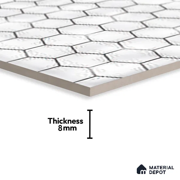 Hexagonal Wall Tile TL 06462 B R Mood Hexagone White HL 2 ft x 1 ft Ceramic Glossy Finish - 8 mm | Suitable for Living Room,Kitchen & Bathroom (Sample)