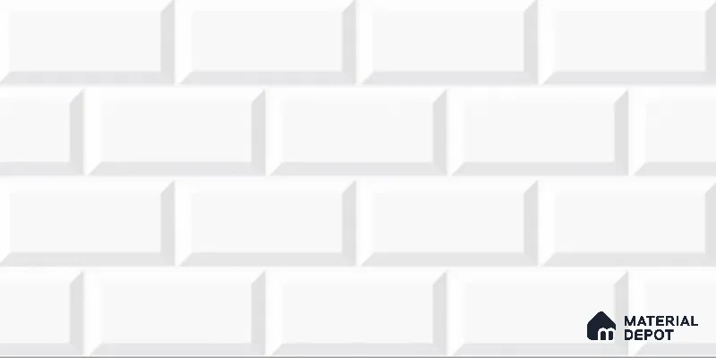 Faux Subway Wall Tile TL 06462 C Brick White 2 ft x 1 ft Ceramic Glossy Finish - 8 mm | Suitable for Kitchen, Bathroom & Balcony Walls | Please Expect a Slight Variation of Pattern