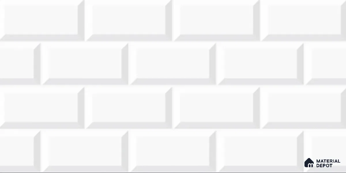 Faux Subway Wall Tile TL 06462 C Brick White 2 ft x 1 ft Ceramic Glossy Finish - 8 mm | Suitable for Kitchen, Bathroom & Balcony Walls | Please Expect a Slight Variation of Pattern