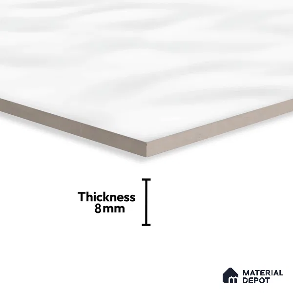 Punch Wall Tile TL 06462 Mood White 2 ft x 1 ft Ceramic Glossy Finish - 8 mm | Suitable for Living Room,Kitchen & Bathroom (Sample)