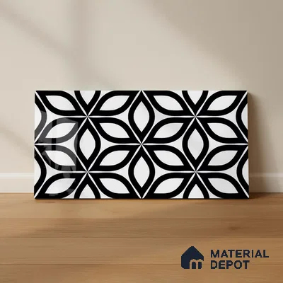 Highlighter Wall Tile TL 06451 B GS Jakarta Black 2 ft x 1 ft Ceramic Glossy Finish - 8 mm | Suitable For Kitchen, Bathroom & Accent/Feature Wall