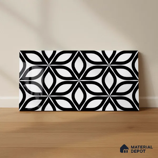 Highlighter Wall Tile TL 06451 B GS Jakarta Black 2 ft x 1 ft Ceramic Glossy Finish - 8 mm | Suitable For Kitchen, Bathroom & Accent/Feature Wall