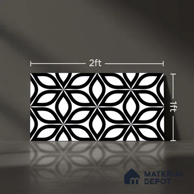 Highlighter Wall Tile TL 06451 B GS Jakarta Black 2 ft x 1 ft Ceramic Glossy Finish - 8 mm | Suitable For Kitchen, Bathroom & Accent/Feature Wall