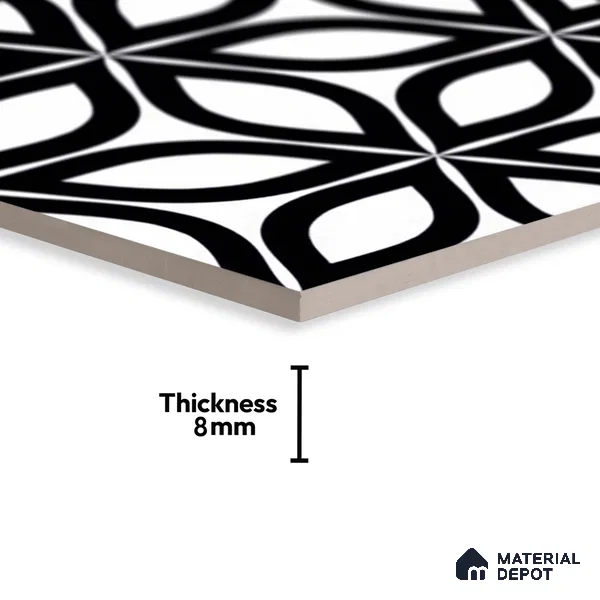 Highlighter Wall Tile TL 06451 B GS Jakarta Black 2 ft x 1 ft Ceramic Glossy Finish - 8 mm | Suitable For Kitchen, Bathroom & Accent/Feature Wall