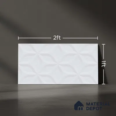 3D Punch Wall Tile TL 06451 Jakarta White 2 ft x 1 ft Ceramic Glossy Finish - 8 mm | Suitable for Living Room, Kitchen & Bathroom (Sample)