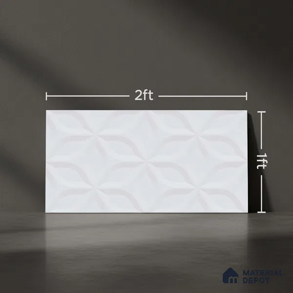 3D Punch Wall Tile TL 06451 Jakarta White 2 ft x 1 ft Ceramic Glossy Finish - 8 mm | Suitable for Living Room, Kitchen & Bathroom (Sample)