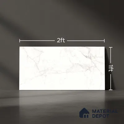 Marble Wall Tile TL 06459 Carara Milky 2 ft x 1 ft Ceramic Glossy Finish - 8 mm | Suitable for Living Room, Kitchen & Bathroom (Sample)