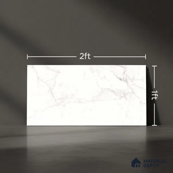 Marble Wall Tile TL 06459 Carara Milky 2 ft x 1 ft Ceramic Glossy Finish - 8 mm | Suitable for Living Room, Kitchen & Bathroom (Sample)